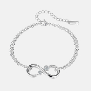 Simple 8-Shaped Zircon-Set Stainless Steel Bracelet