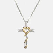 Simple Love Hollow Stainless Steel Cross Necklace