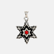 Punk Six-Pointed Star Red Gem Stainless Steel Pendant