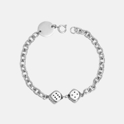 Hip Hop Double Dice Stainless Steel Bracelet