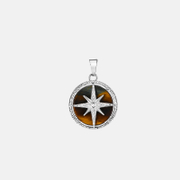Simple Eight-Pointed Star Stainless Steel Round Pendant