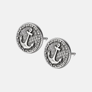 Simple Round Ship Anchor Stainless Steel Earrings