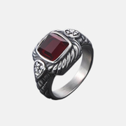 Vintage Pattern Square Gem Stainless Steel Ring