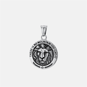Hip-Hop Lion Head Stainless Steel Round Pendant