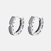 Simple Roman Numeral Sterling Silver Zircon Earrings