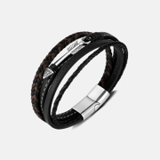 Vintage Arrow Stainless Steel Leather Bracelet