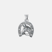 Retro Horseshoe And Horse Stainless Steel Pendant